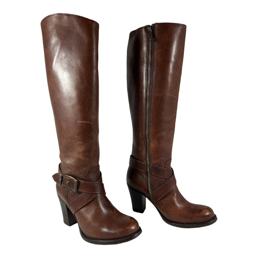 Frye Womens Julia 77435 Brown Leather Zipper Equestrian Riding Boots Size 7 B